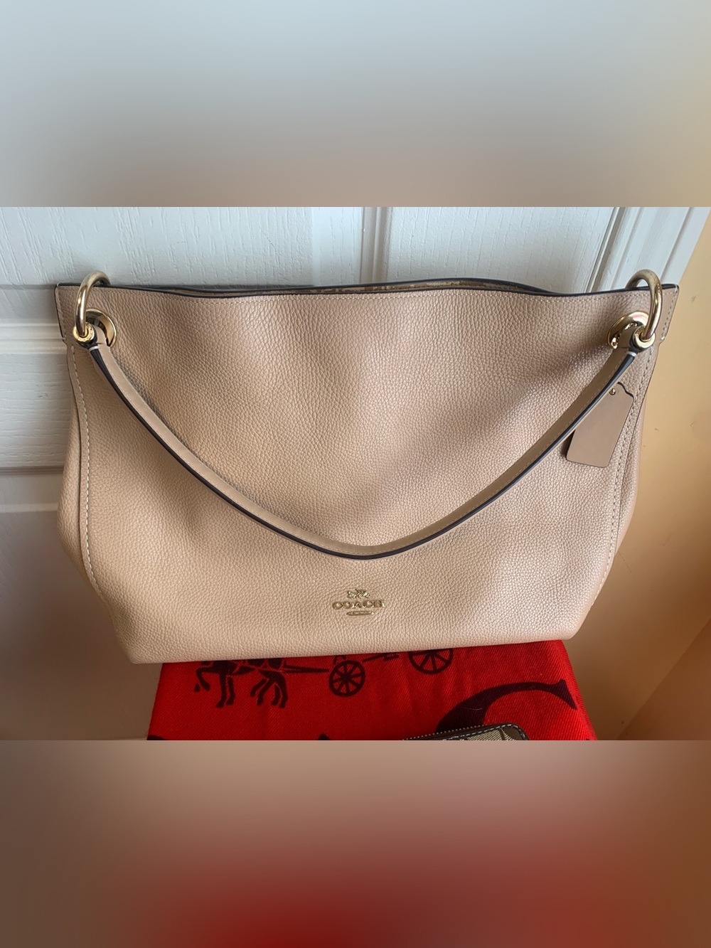 Coach Clarkson tan leather hobo shoulder bag